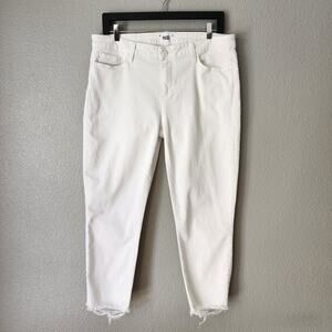 Paige Skyline Skinny Crop White Raw Hem Jeans